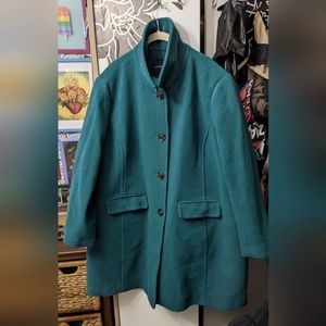 Lands end boiled wool winter jacket teal 3x